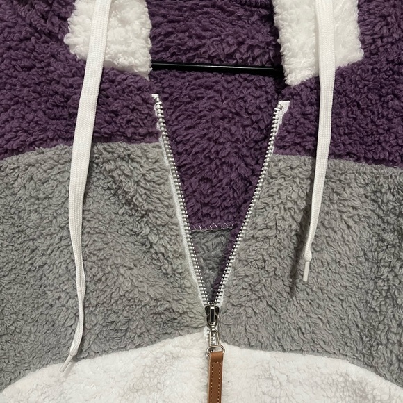 Colorblock Sherpa Zip-Up Jacket - Picture 3 of 10